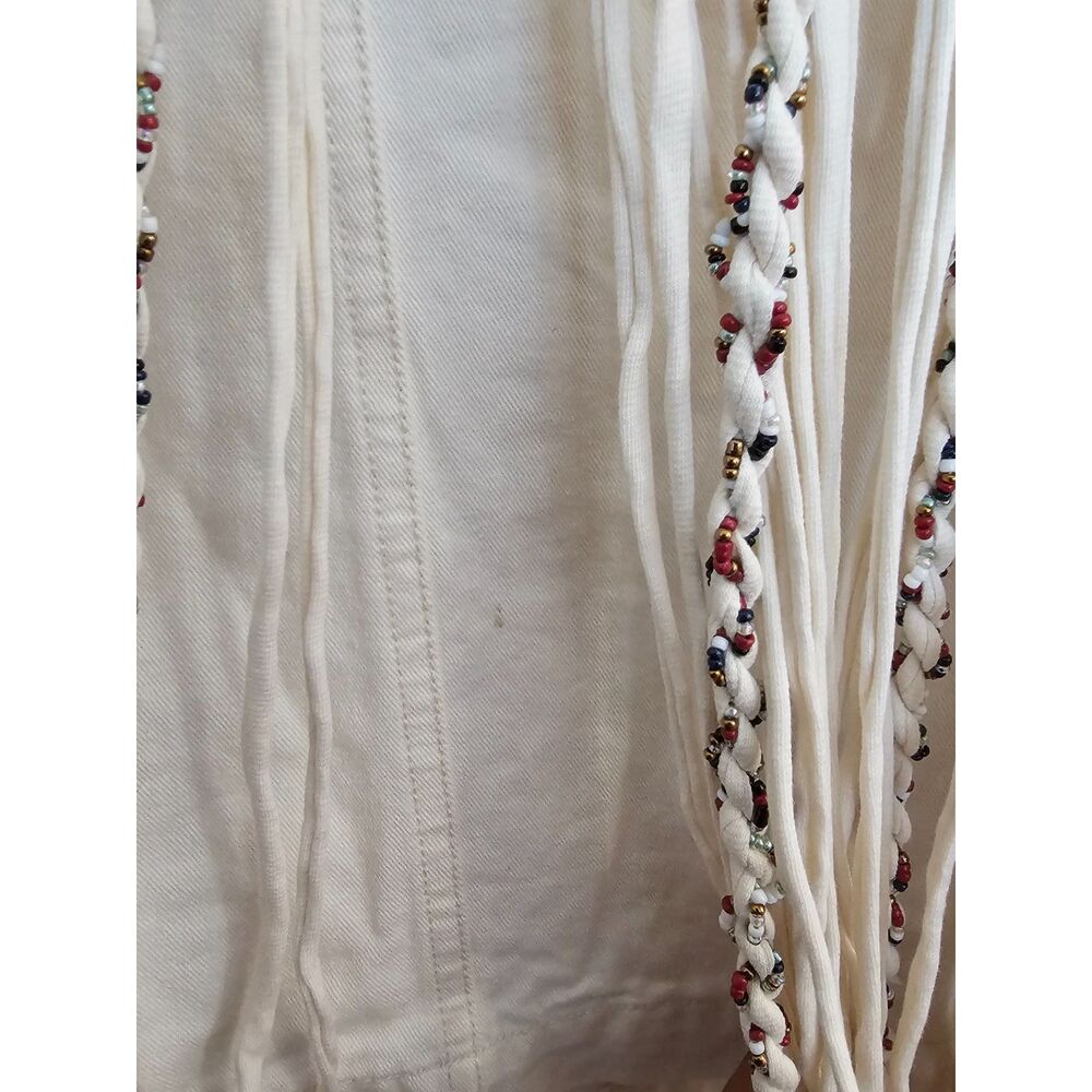 Zara Fringe Western Beaded Boho Button Front Festival Jacket Medium - Picture 7 of 16